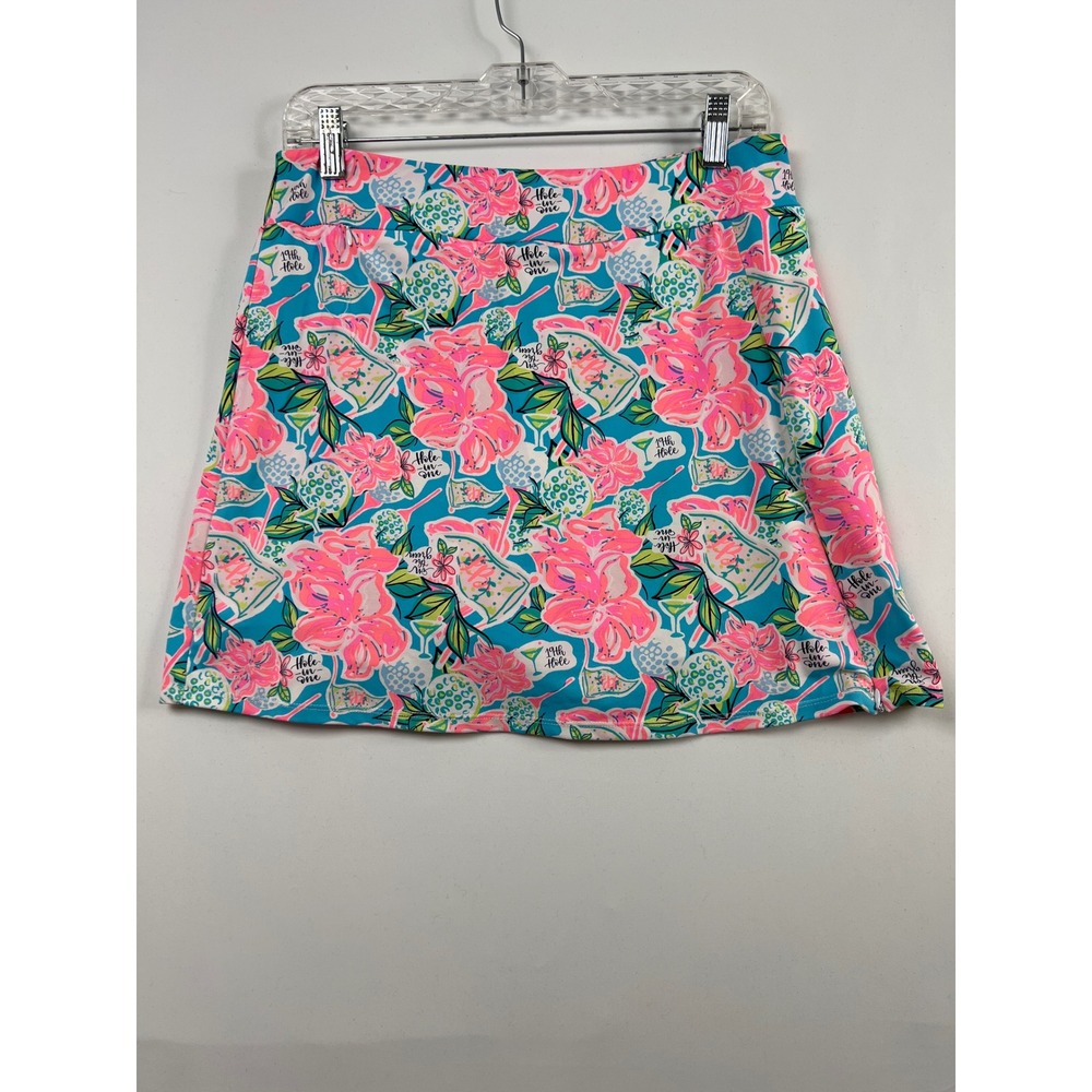 Lulu-B Golf Skort Women Pickleball Small Blue Pink Floral 19th Hole Active Skirt